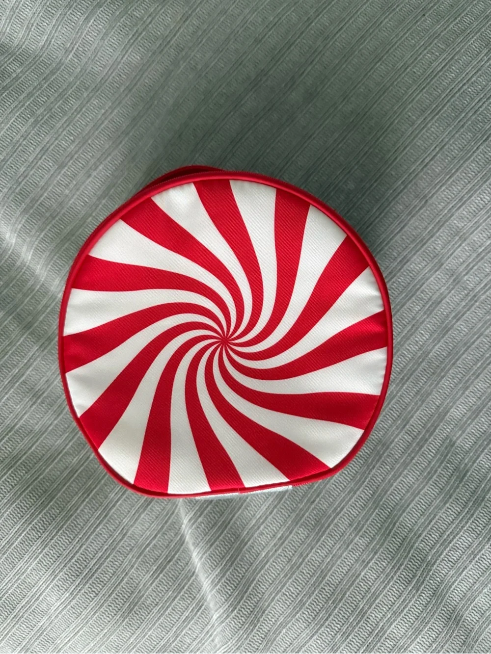 Makeup bag Clinique candy cane round makeup bag, organizer, travel case